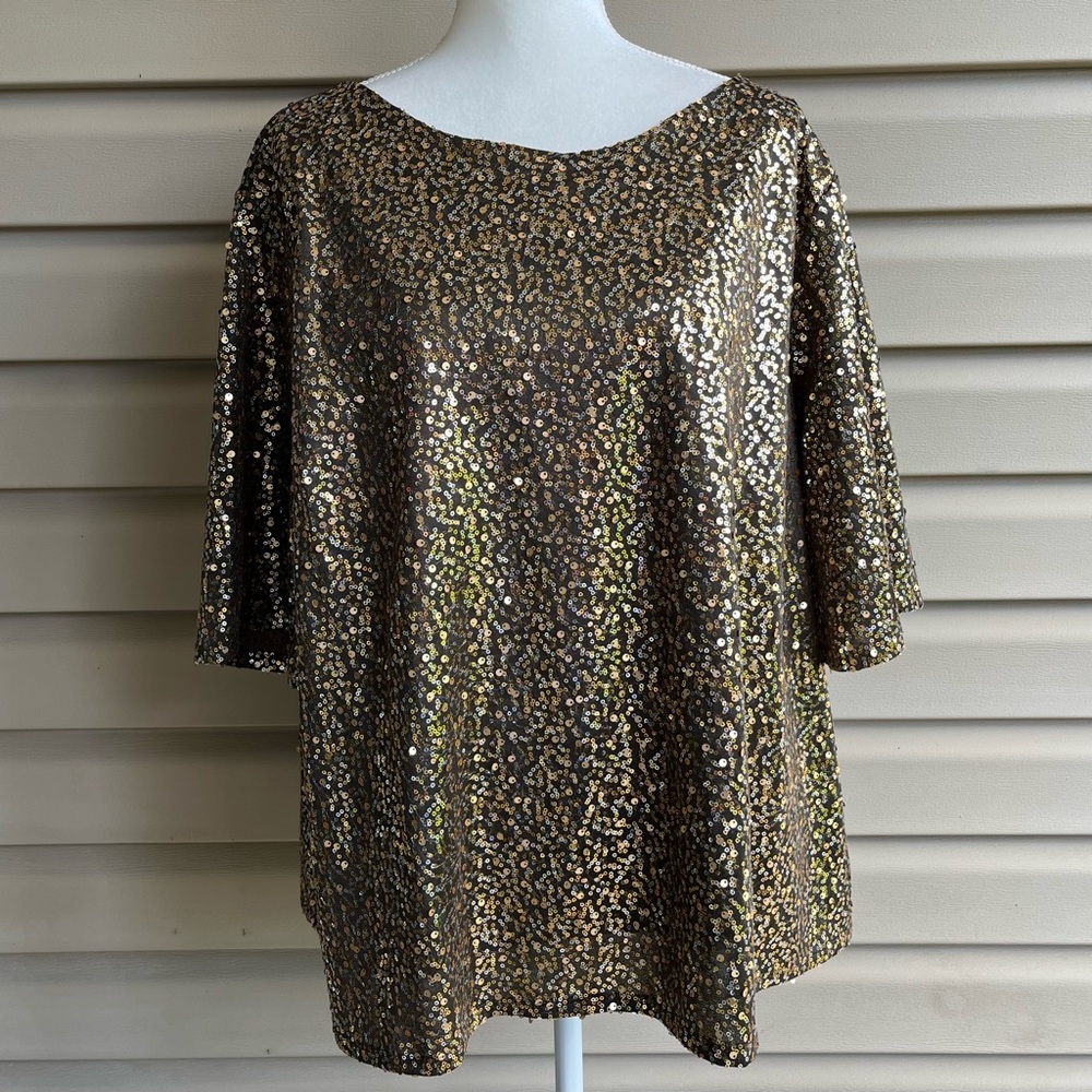 Cato Metallic Sequin Top